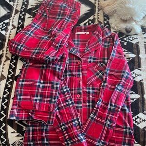 La Vie En Rose Red and Black Plaid Pajama Set